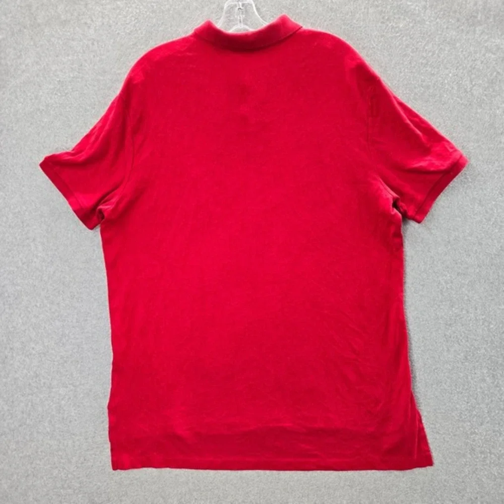Polo Ralph Lauren Men‎ Polo Shirt XL Red Logo Split Side Hem Pony Short Sleeve